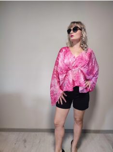 Azara Paris rózsaszín batikolt bő ujjú muszlin felső