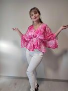 Azara Paris rózsaszín batikolt bő ujjú muszlin felső